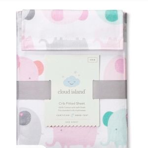 Cloud Island Fitted Crib Sheet Elephant Parade